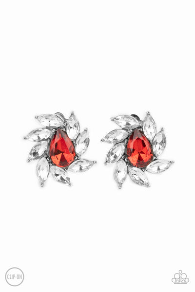 Sophisticated Swirl - Red CLIP ON earrings