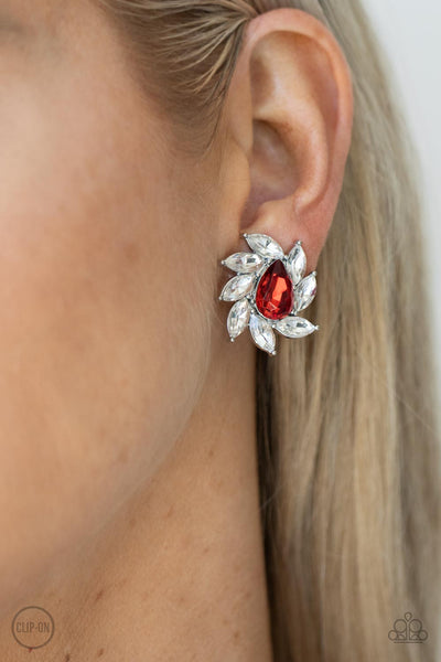 Sophisticated Swirl - Red CLIP ON earrings